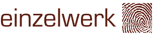 EINZELWERK Logo: Schriftzug EINZELWERK mit der Abbildung eines Fingerabdrucks
