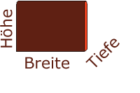 Darstellung zeigt eine Skizze der Höhe, Breite und Tiefe des Modells Lohntüte S